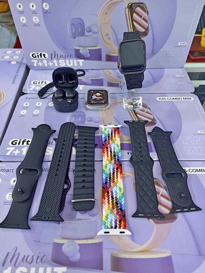 Combo Mini Smartwatch Mujer 7 Pulsos Con Audífonos K45