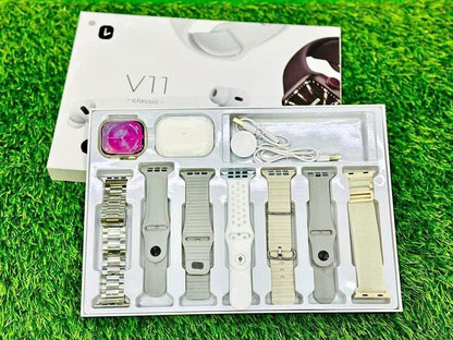 Combo V11 Airpods Pro + Reloj con 7 Correas
