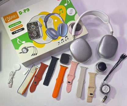 Combo DP9 Reloj Smartwatch 7 Correas, audífonos, parlante y cargador ⚡