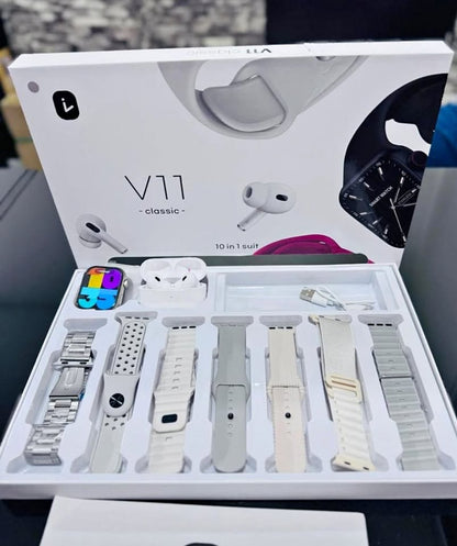 Combo V11 Airpods Pro + Reloj con 7 Correas