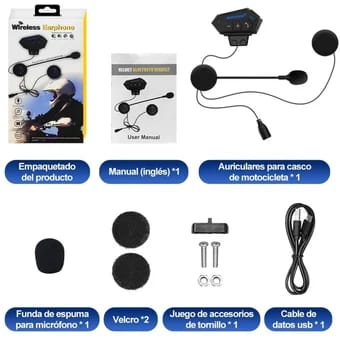 INTERCOMUNICADOR INALAMBRICO BT-12 PARA CASCO DE MOTO