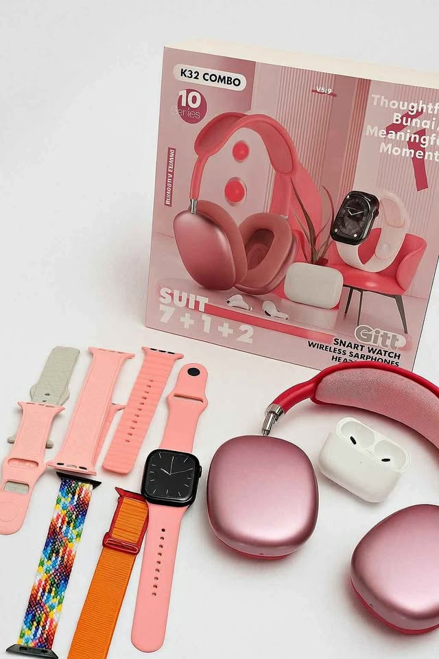 COMBO K32 SMARTWATCH + 7 PULSOS , DIADEMA MAX, AIRPODS MAX