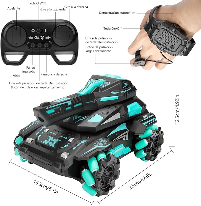 CARRO TANQUE A CONTROL REMOTO LANZA BOLITAS DE HIDROGEL TODO TERRENO 4X4