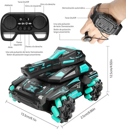 CARRO TANQUE A CONTROL REMOTO LANZA BOLITAS DE HIDROGEL TODO TERRENO 4X4
