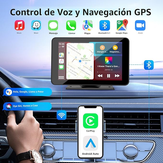 CARPLAY - PANTALLA TÁCTIL PORTÁTIL HD DE 7 PULGADAS