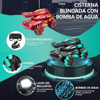 CARRO TANQUE A CONTROL REMOTO LANZA BOLITAS DE HIDROGEL TODO TERRENO 4X4