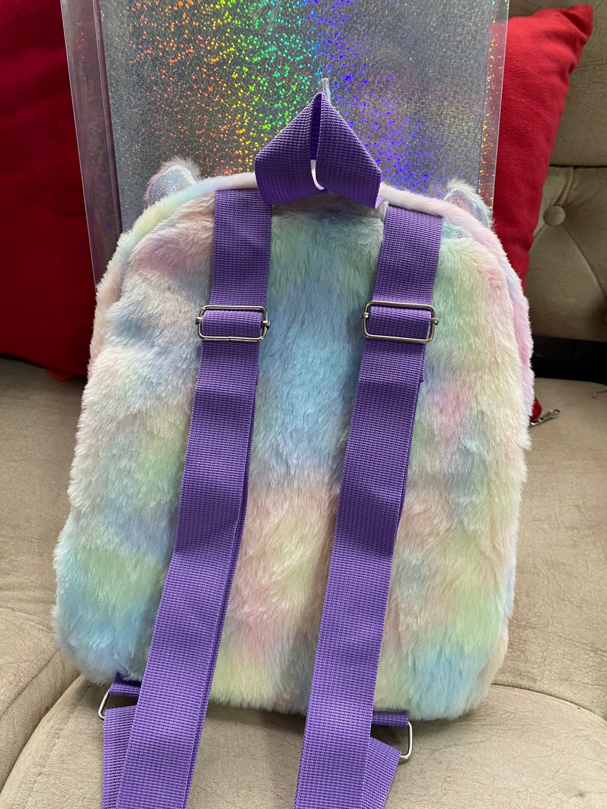 Maleta Mochila Unicornio Peluche + Set De Maquillaje Niñas