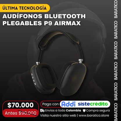 Audífonos Bluetooth Plegables P9 Airmax Diadema ⭐PRECIO : $70.000 🧑‍🎄