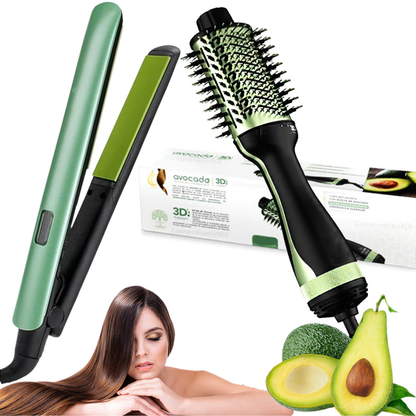 Combo Aguacate Cepillo Secador + Plancha digital