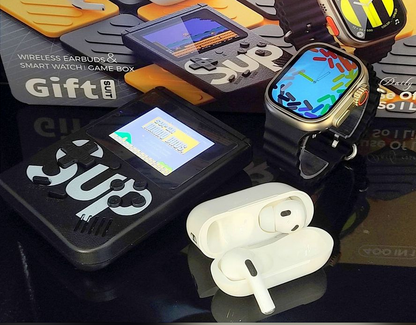 COMBO K5 SMARTWATCH, AUDÍFONOS INALAMBRICOS Y GAME BOY SUP