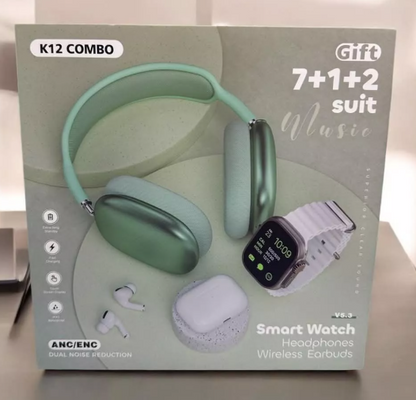 🔥COMBO K12 RELOJ + AUDIFONOS + DIADEMA BLUETOOTH +7 CORREAS 😱