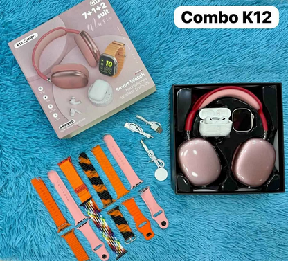 🔥COMBO K12 RELOJ + AUDIFONOS + DIADEMA BLUETOOTH +7 CORREAS 😱
