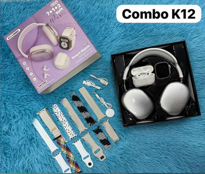 🔥COMBO K12 RELOJ + AUDIFONOS + DIADEMA BLUETOOTH +7 CORREAS 😱