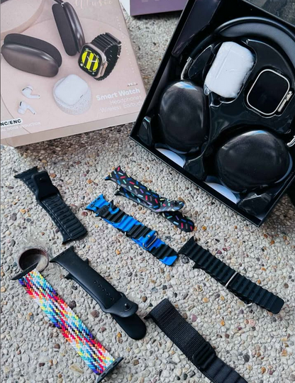 🔥COMBO K12 RELOJ + AUDIFONOS + DIADEMA BLUETOOTH +7 CORREAS 😱