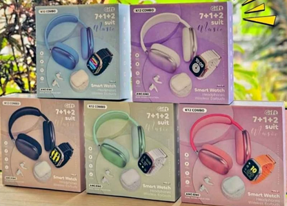 🔥COMBO K12 RELOJ + AUDIFONOS + DIADEMA BLUETOOTH +7 CORREAS 😱