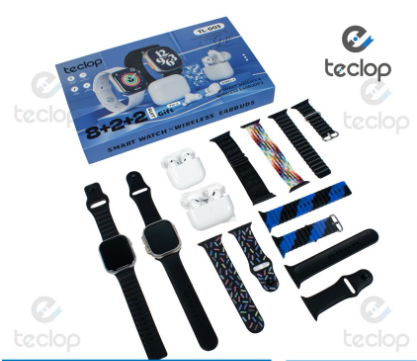 COMBO TL003 X 2 SMART WATCH  + 2 AUDIFONOS INALAMBRICOS + 8 PULSOS