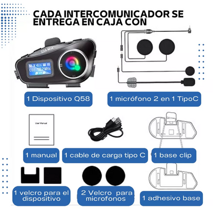 Intercomunicador Para Casco Fm Bluetooth Q-58