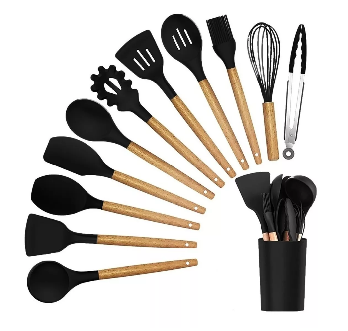 😍SET DE UTENSILIOS DE COCINA 12 PIEZAS EN SILICONA🍴