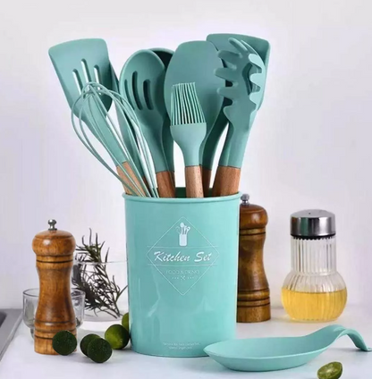 😍SET DE UTENSILIOS DE COCINA 12 PIEZAS EN SILICONA🍴