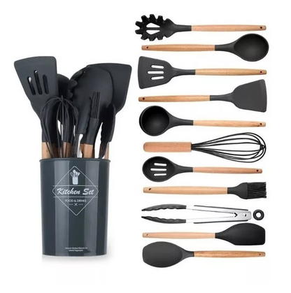 😍SET DE UTENSILIOS DE COCINA 12 PIEZAS EN SILICONA🍴