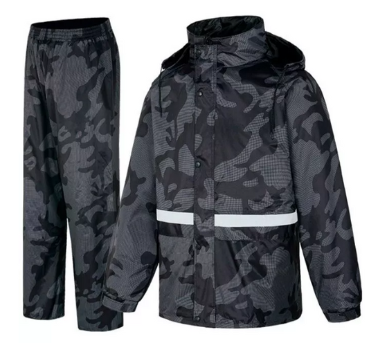 Impermeable Moto Camuflado Sudadera Reflectivo 2 Piezas