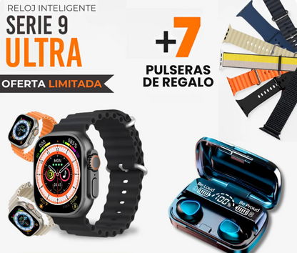 k6 Smartwatch Kit Con 7 Correas Serie 9 Ultra + Auriculares M10 Plus