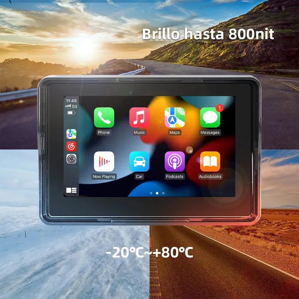 ESTÉREO PORTÁTIL PARA MOTO CON CARPLAY INALAMBRICO