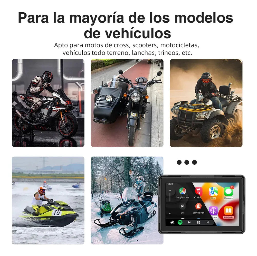 ESTÉREO PORTÁTIL PARA MOTO CON CARPLAY INALAMBRICO