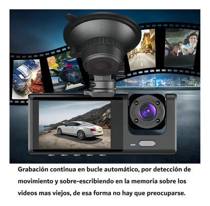 CÁMARA CARRO 1080P HD 3 LENTES DVR