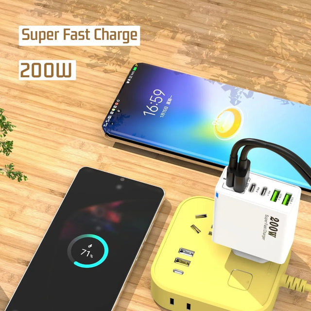 CARGADOR RÁPIDO DE 200 W Y 6 PUERTOS