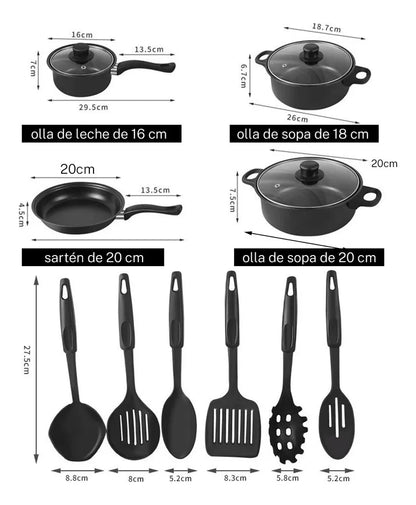 JUEGO DE OLLAS + UTENSILIOS x 13 PIEZAS 🎉
