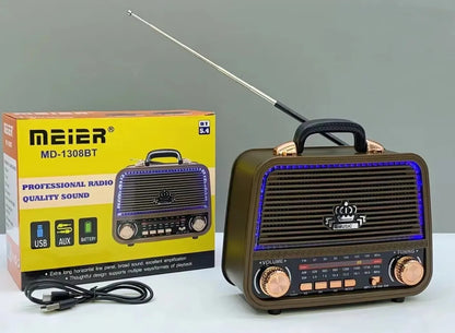 RADIO BLUETOOTH MP3 SD USB FM AM VINTAGE PORTATIL RECARGABLE