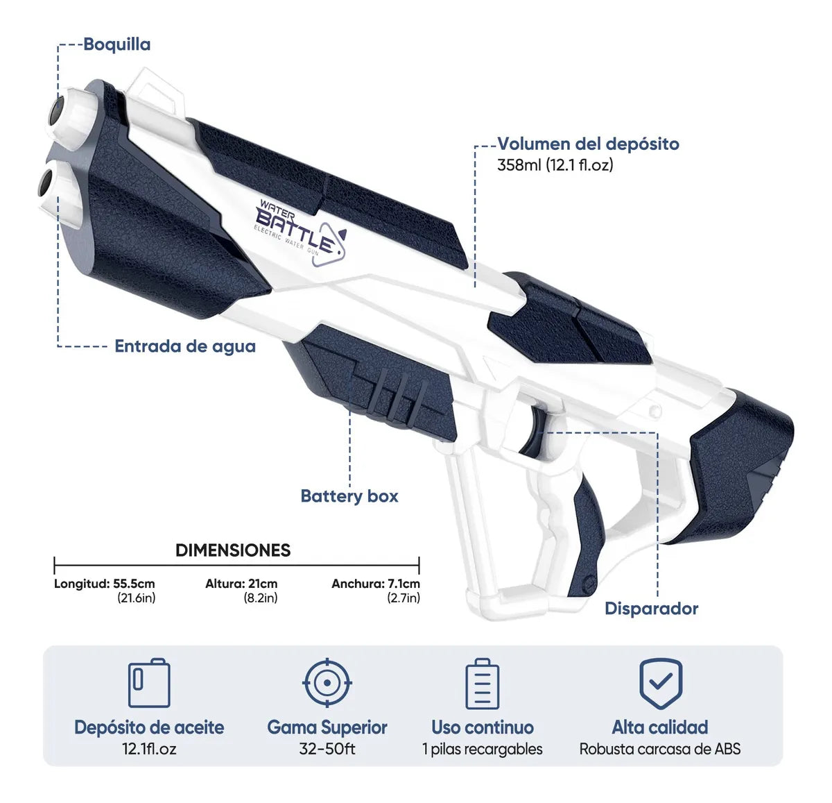 PISTOLA DE AGUA ELÉCTRICA ALTA PRESIÓN ABSORCIÓN AUTOMÁTICA 🌊