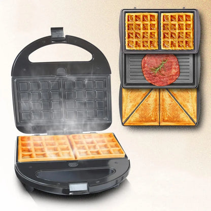 SANDWICHERA WAFLERA TOSTADORA 3 EN 1 PLACAS INTERCAMBIABLES
