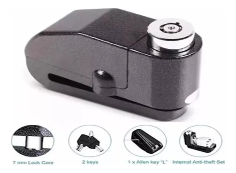 Candado-alarma Freno Disco Seguridad Para Motocicleta Y Bici