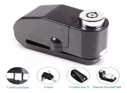 Candado-alarma Freno Disco Seguridad Para Motocicleta Y Bici
