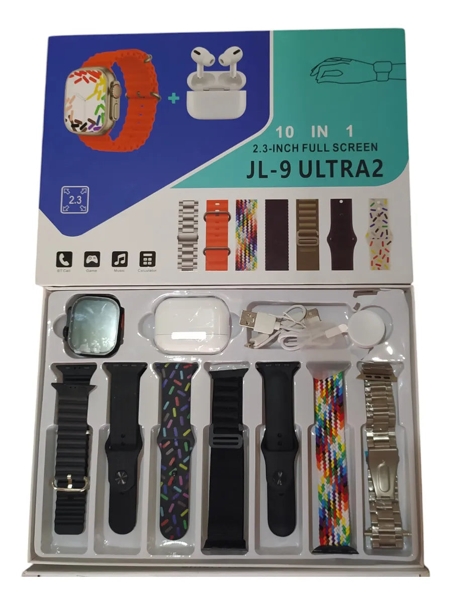 Combo Smartwatch Jl-9 Ultra 2 +audífonos 2 Gen +7 Pulsos