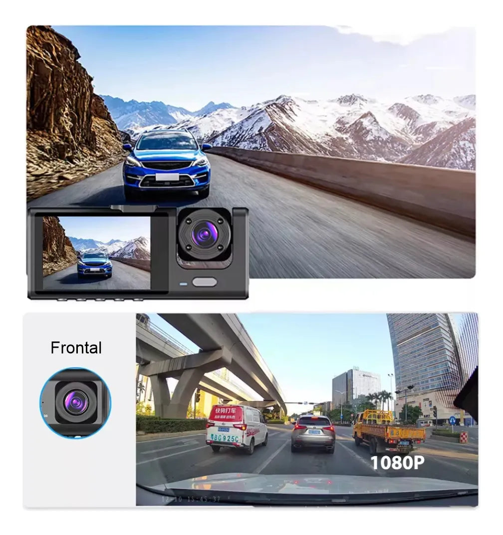 CÁMARA CARRO 1080P HD 3 LENTES DVR