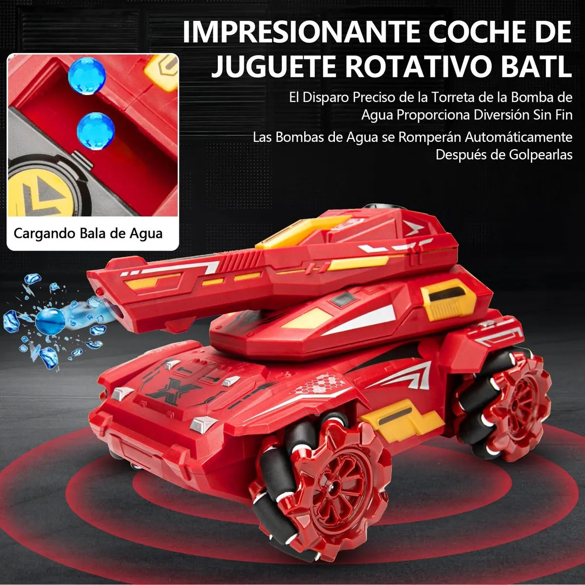 CARRO TANQUE A CONTROL REMOTO LANZA BOLITAS DE HIDROGEL TODO TERRENO 4X4
