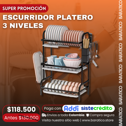 ESCURRIDOR PLATERO 3 NIVELES🍽️