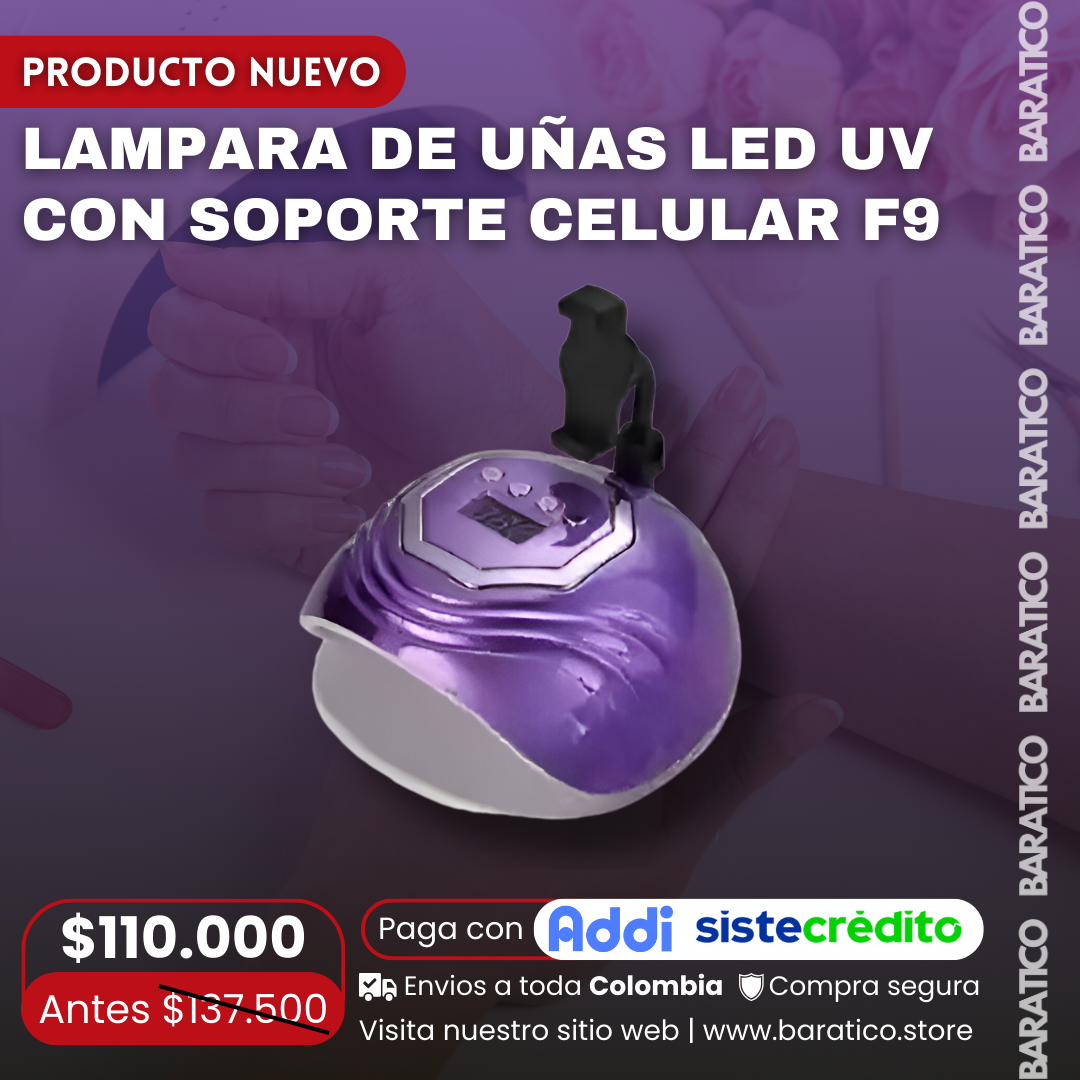 💅LAMPARA DE UÑAS LED UV CON SOPORTE CELULAR F9📱