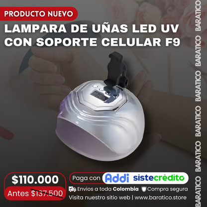 💅LAMPARA DE UÑAS LED UV CON SOPORTE CELULAR F9📱