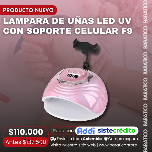 💅LAMPARA DE UÑAS LED UV CON SOPORTE CELULAR F9📱