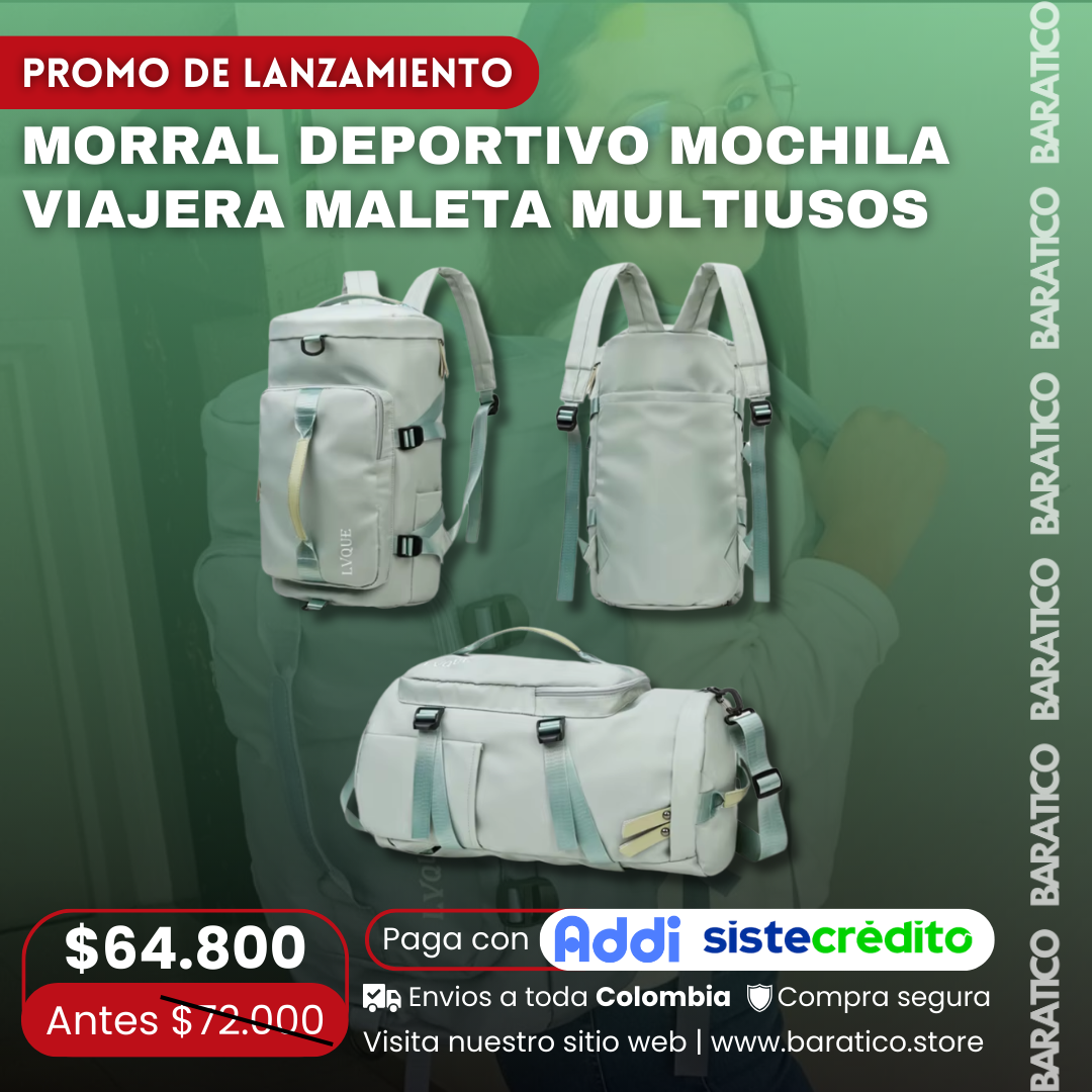 🟢🔥MORRAL DEPORTIVO/VIAJERA MULTIUSO VIRAL🧳