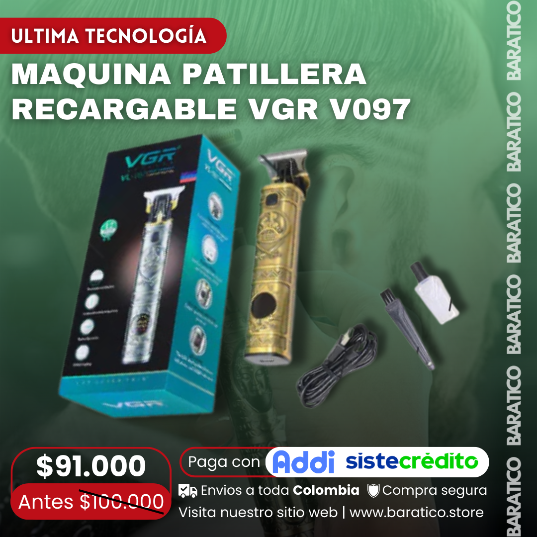 MAQUINA PATILLERA RECARGABLE VGR V097🧔🏻‍♂️