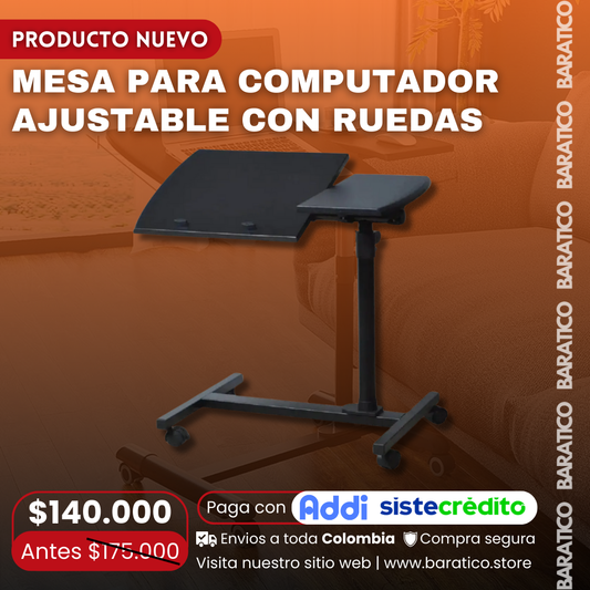 💻MESA PARA COMPUTADOR AJUSTABLE CON RUEDAS🔥