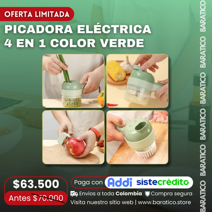 🟢PICADORA ELÉCTRICA 4 EN 1 COLOR VERDE🍏