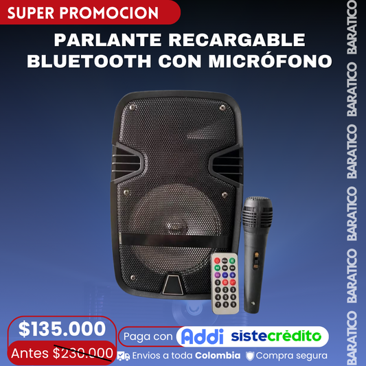 PARLANTE RECARGABLE BLUETOOTH CON MICRÓFONO 😱