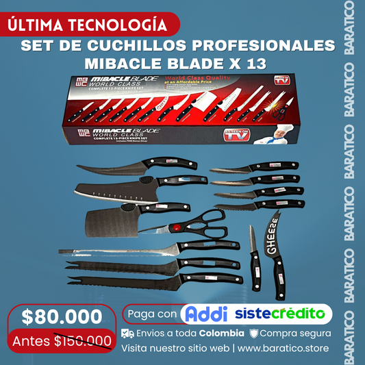 SET DE CUCHILLOS PROFESIONALES MIBACLE BLADE X 13 U