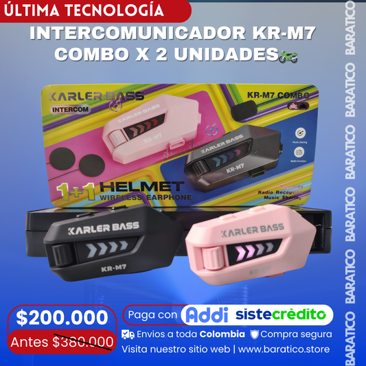 INTERCOMUNICADOR KR-M7 COMBO X 2 UNIDADES 1+1🏍️
